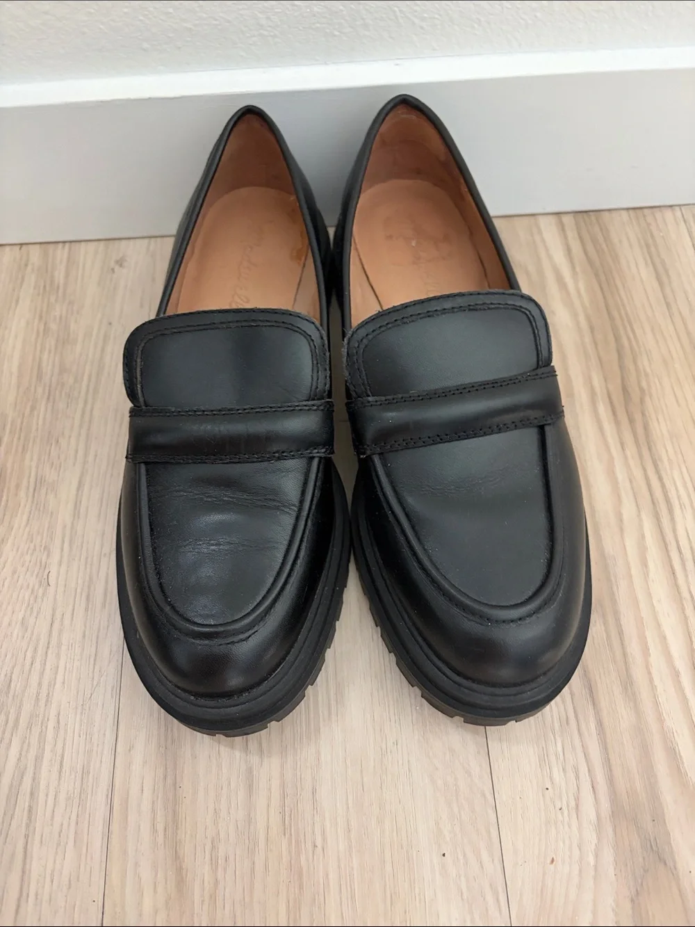 Madewell Black Leather Penny Loafers